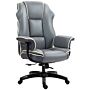 Vinsetto High Back Office Chair, Pu Leather Desk Chair, Reclining Swivel Computer Chair For Home, Grey