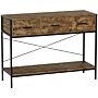 Brooklyn 3 Drawer Console Table, Dark Wood