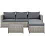 Garden Right Hand Lounge Set Brown White Cushions Pe Rattan For 2 People 3 Piece Outdoor Set With Side Table