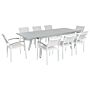 9 Piece Dining Set White With Grey Table 6 Chairs Garden Patio Terrace