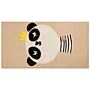 Area Rug Beige Cotton Polyester 80 X 150 Cm Panda Print Low Pile Runner For Children Playroom