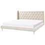 Slatted Bed Frame Beige Velvet Upholstery Eu Super King Size 6ft Tufted Headboard