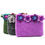 Natural Felt Zipper Pouch - Four Flowers - Assorted