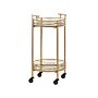 Kitchen Trolley Gold Iron Frame Mirrored Top With Shelf Castors Glamour Bar Cart