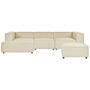 Modular Right Hand Sofa Beige Linen 3 Seater With Ottoman Sectional Corner Sofa With Black Legs