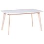 Dining Table White Wooden Legs 150 X 90 Cm Rectangular