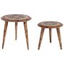 Set Of 2 Side Tables Dark Mango Wood Decorative Coffee Side Table Small