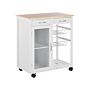 Kitchen Trolley White Pine Wood 2 Drawers 1 Cabinet 2 Racks Castors