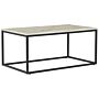 Coffee Table Beige Marble Effect Black Metal Legs 100 X 60 Cm Rectangular Industrial