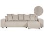 Left Hand Corner Sofa Taupe Corduroy 3 Seater Extra Scatter Cushions