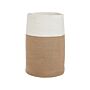 Storage Basket Cotton Beige And White Braided Laundry Hamper Fabric Bin