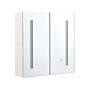 Bathroom Mirror Cabinet Silver Plywood 60 X 60 Cm Hanging 2 Door Cabinet With Led Lights