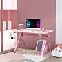 Homcom Gaming Desk Racing Style Home Office Ergonomic Computer Table Workstation With Rgb Led Lights, Controller Rack & Cable Management, Pink