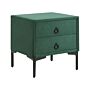 Bedside Table Dark Green Velvet Black Metal Legs With 2 Storage Drawers 44x 38 Cm Nightstand Beliani