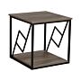 Side Table Dark Wood Top Black Metal Frame 56 X 56 Cm Square