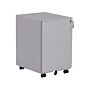 Office Storage Unit Grey Steel With Castors 3 Drawers Key-locked