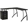 Homcom L-shaped Computer Desk Table With Storage Drawer Home Office Corner Industrial Style Workstation, Black