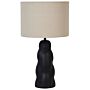 Table Lamp Black Ceramic 30 X 30 X 51 Cm Beige Cone Shade