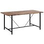 Dining Table Dark Wood Top Black Metal Legs 160 X 80 Cm 4 Seater Rectangular