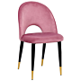 Set Of 2 Dining Chairs Pink Velvet Upholstery Black Legs