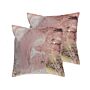 Set Of 2 Decorative Cushions Pink Polyester Abstract Pattern 45 X 45 Cm Paint Print Gold Foil