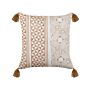 Scatter Cushion Light Brown And White 45 X 45 Cm Hand Block Print Removable Covers Zipper Aztec Pattern