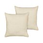 Set Of 2 Decorative Cushions Beige Boucle 60 X 60 Cm Woven Removable With Zipper