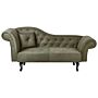 Chaise Lounge Olive Green Velvet Button Tufted Upholstery Left Hand With Cushion Retro Traditional Style Easy Clean Pet Friendly