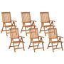 Set Of 6 Garden Chairs Light Acacia Wood Folding Feature Uv Resistant