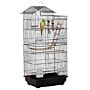 Pawhut Bird Cage For Budgies Finches Canaries With Accessories, Toys, Tray, Handle, 46 X 36 X 100 Cm, Black