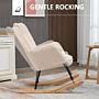 Homcom Wingback Rocking Chair For Nursing, Berber Fleece Nursery Glider Rocker, Modern Armchair, Beige