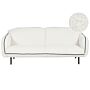 3 Seater Sofa White Boucle Fabric Soft Nubby Metal Legs Black Decorative Edging Retro Glam Art Decor Style Beliani