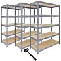 3 X Q-rax Grey Metal Racking Units 120 X 50 X 180cm