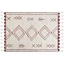 Rug Off-white Dark Red Cotton 140 X 200 Cm Geometric Pattern Runes Tribal Tassels Oriental