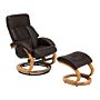 Recliner Armchair Brown With Footstool Faux Leather Upholstered Heated Massage Wooden Frame Adjustable Back Retro Design Beliani