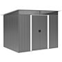 Outsunny Garden Metal Storage Shed House Hut Gardening Tool Storage W/ Tilted Roof And Ventilation 9 X 6ft, Grey