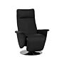 Reclining Armchair Black Faux Leather Adjustable Back Metal Base Pull-out Footstool High Back