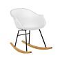 Rocking Chair White Synthetic Material Metal Legs Shell Seat Solid Wood Skates