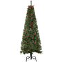 Homcom Pencil Artificial Christmas Tree With Realistic Branches, Red Berries, Auto Open, Green