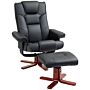 Homcom Faux Leather Manual Recliner And Footstool Set - Black