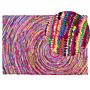 Area Rug Multicolour With Cotton 140 X 200 Cm Rectangular Abstract Pattern Hand Woven