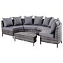 Outsunny Rattan Garden Furniture 4 Seaters Half-round Patio Outdoor Sofa & Table Set Wicker Weave Conservatory Cushioned Seat With Pillow - Grey