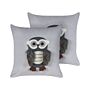 Set Of 2 Scatter Cushions Grey Velvet Fabric 45 X 45 Cm Owl Motif Removable Covers