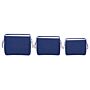 Set Of 3 Storage Baskets Polyester Cotton Blue Laundry Bins Organization With Handles