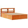 Vidaxl Bed Frame With Headboard Wax Brown 150x200 Cm King Size Solid Wood Pine