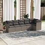 Vidaxl 6 Piece Garden Sofa Set With Cushions Grey Poly Rattan