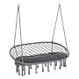 Outsunny Hanging Hammock Chair Cotton Rope Porch Swing With Metal Frame And Cushion, Large Macrame Seat, Dark Grey