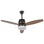 Ceiling Fan With Light Black And Dark Wood Metal 3 Blades Modern Design Remote Control