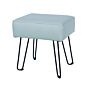 Grey Pu Upholstered Rectangular Stool With Black Metal Legs