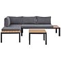 Garden Corner Sofa Set Grey Cushions Slatted Design Coffee Table 4 Seater Modern Conversation Set Beliani